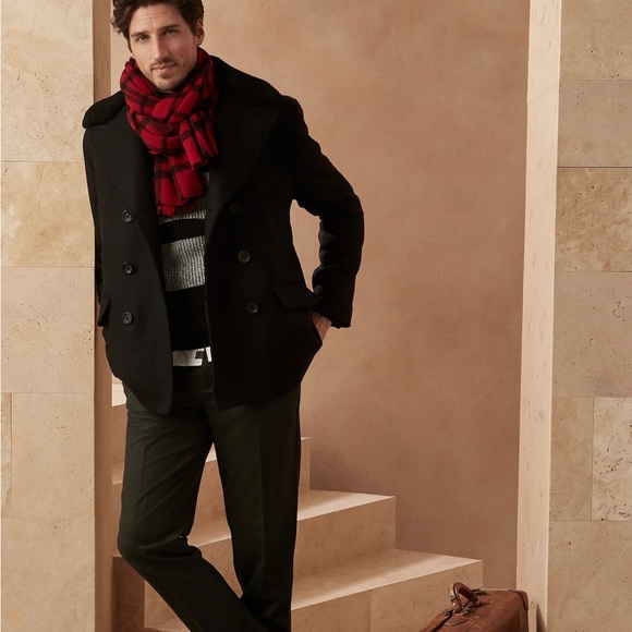 Banana Republic Italian Melton Peacoat with Shearling Collar - Picture 7 of 10